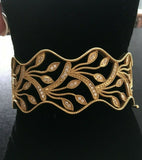 18K YELLOW GOLD 6.77 CT. "VS" DIAMOND "F-G" HIGH-END SCALLOPED BANGLE BRACELET