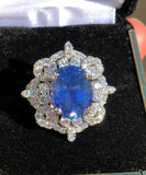 18K GOLD 10.56 CT GIA CERTIFIED UNHEATED NO HEAT BLUE SAPPHIRE DIAMOND RING!!