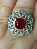 18K GOLD 6.34 CT. GIA CERTIFIED LARGE VS VIVID RED RUBY REGAL DIAMOND RING