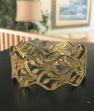 18K YELLOW GOLD 6.77 CT. "VS" DIAMOND "F-G" HIGH-END SCALLOPED BANGLE BRACELET