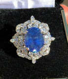18K GOLD 10.56 CT GIA CERTIFIED UNHEATED NO HEAT BLUE SAPPHIRE DIAMOND RING!!