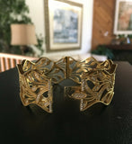 18K YELLOW GOLD 6.77 CT. "VS" DIAMOND "F-G" HIGH-END SCALLOPED BANGLE BRACELET