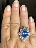 18K GOLD 10.56 CT GIA CERTIFIED UNHEATED NO HEAT BLUE SAPPHIRE DIAMOND RING!!