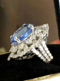 18K GOLD 10.56 CT GIA CERTIFIED UNHEATED NO HEAT BLUE SAPPHIRE DIAMOND RING!!