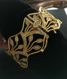 18K YELLOW GOLD 6.77 CT. "VS" DIAMOND "F-G" HIGH-END SCALLOPED BANGLE BRACELET