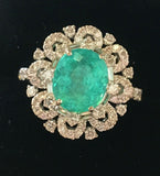18K GOLD 6.89 CT GIA CERTIFIED NEON GREEN BLUE PARAIBA TOURMALINE DIAMOND RING!!