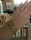 18K YELLOW GOLD 6.77 CT. "VS" DIAMOND "F-G" HIGH-END SCALLOPED BANGLE BRACELET