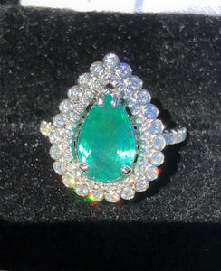 18K GOLD 5.66 CT. CERTIFIED GIA VIVID NEON  PARAIBA TOURMALINE DIAMOND RING!!