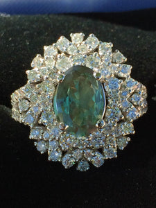 18K GOLD 4.63 CT GIA CERTIFIED BLUISH GREEN TO PURPLE ALEXANDRITE DIAMOND RING