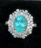 18K GOLD 3.58 CT. AGL CERTIFIED GIA BRAZILIAN PARAIBA TOURMALINE DIAMOND RING!!