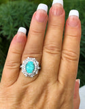 18K GOLD 3.58 CT. AGL CERTIFIED GIA BRAZILIAN PARAIBA TOURMALINE DIAMOND RING!!