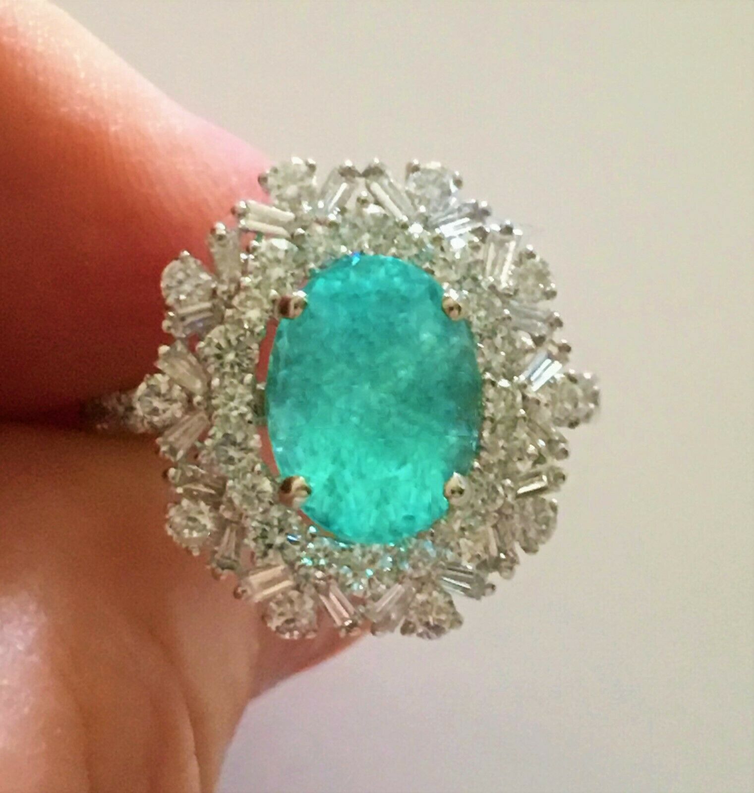 Blue Tourmaline Ring with Diamonds - Louise Shaw Jewellery