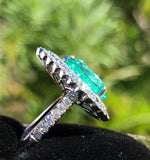 18K GOLD 5.66 CT. CERTIFIED GIA VIVID NEON  PARAIBA TOURMALINE DIAMOND RING!!