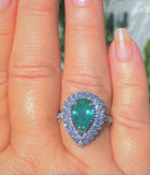 18K GOLD 5.66 CT. CERTIFIED GIA VIVID NEON  PARAIBA TOURMALINE DIAMOND RING!!