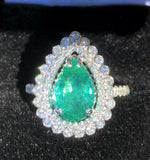 18K GOLD 5.66 CT. CERTIFIED GIA VIVID NEON  PARAIBA TOURMALINE DIAMOND RING!!