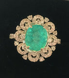 18K GOLD 6.89 CT GIA CERTIFIED NEON GREEN BLUE PARAIBA TOURMALINE DIAMOND RING!!
