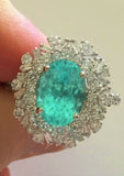 18K GOLD 3.58 CT. AGL CERTIFIED GIA BRAZILIAN PARAIBA TOURMALINE DIAMOND RING!!